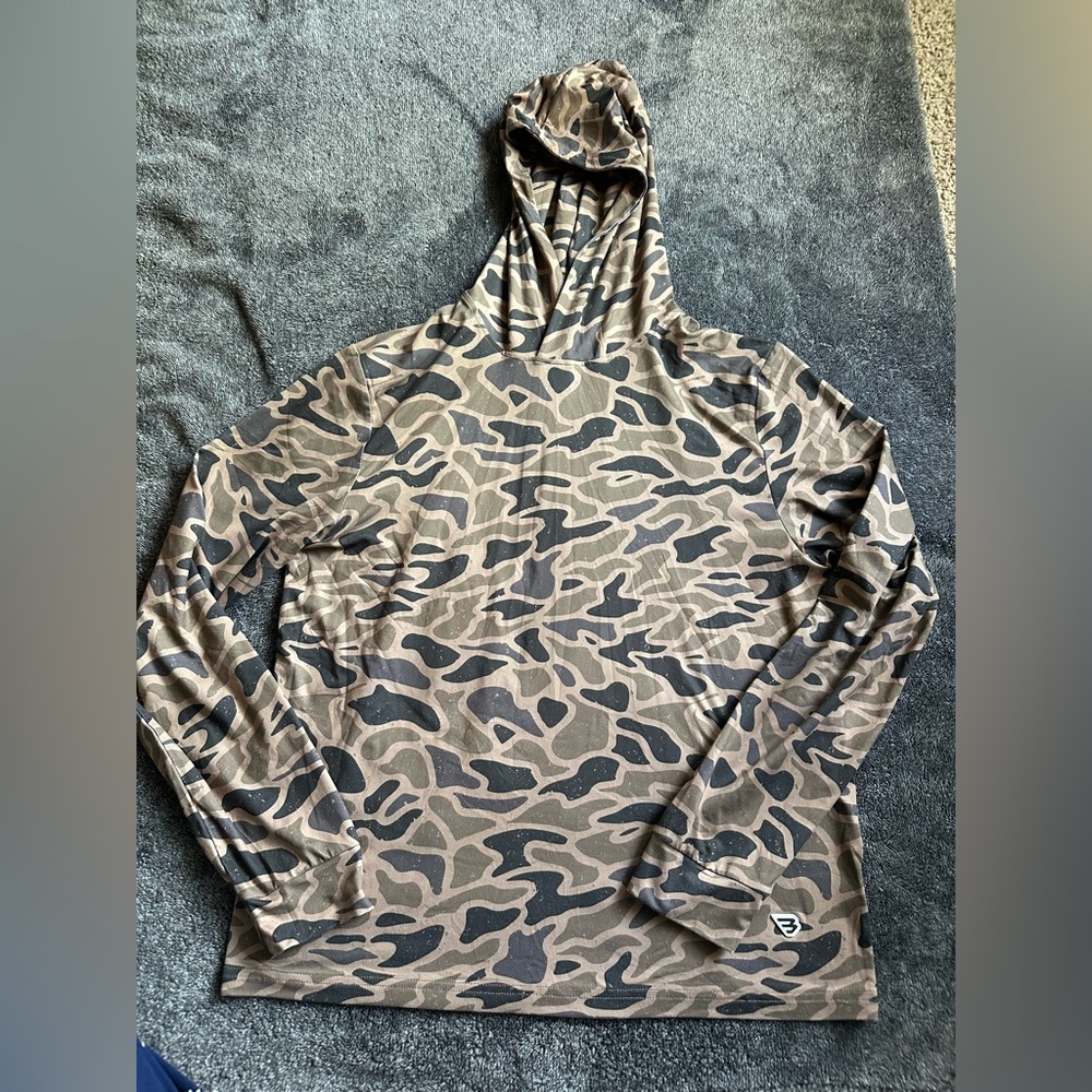 BURLEBO Brown and Black Camo Hooded Top youth XL